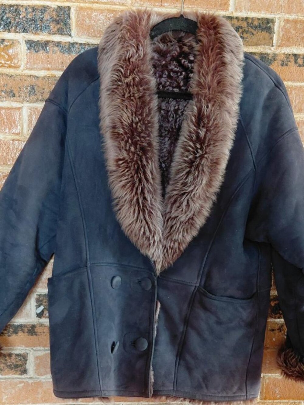M.O.D.E. Jung Chang Blue Suede Shearling Lined Jacket -